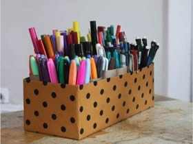 卫生纸筒和废纸盒手工制作带分类功能笔筒