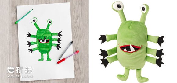怎么制作创意布偶 把孩子的涂鸦变成布艺玩具- www.aizhezhi.com