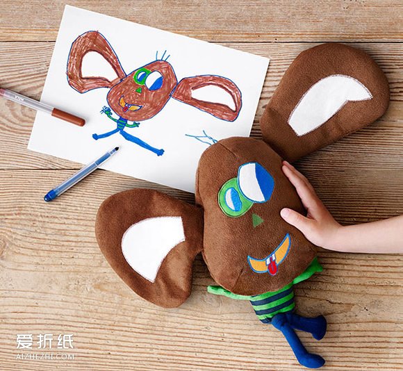 怎么制作创意布偶 把孩子的涂鸦变成布艺玩具- www.aizhezhi.com