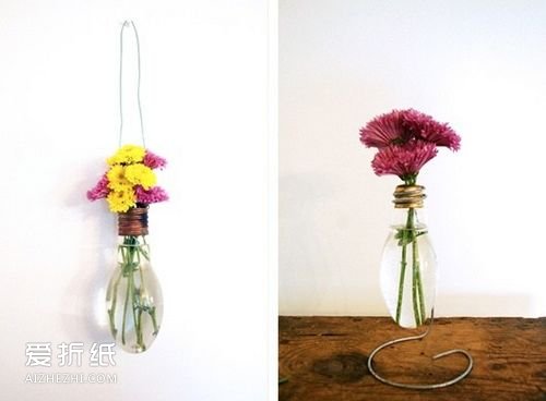 怎么用灯泡制作花瓶 简易玻璃花瓶手工制作- www.aizhezhi.com