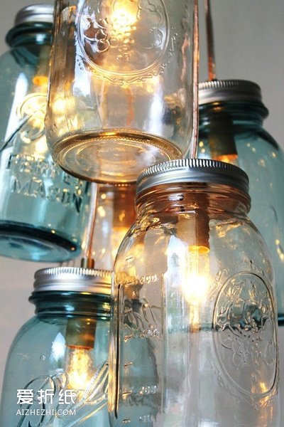 玻璃瓶做灯罩的漂亮图片 手工DIY玻璃瓶灯罩- www.aizhezhi.com