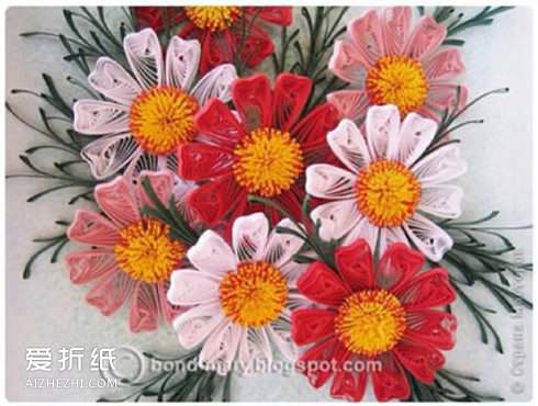 怎么做衍纸画的教程 手工制作菊花衍纸画- www.aizhezhi.com