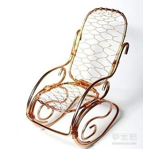 金属线摇摆椅的制作 手工艺品铝线藤椅DIY- www.aizhezhi.com