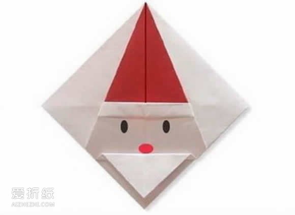 圣诞老人头像怎么折 手工折纸圣诞老人头像- www.aizhezhi.com