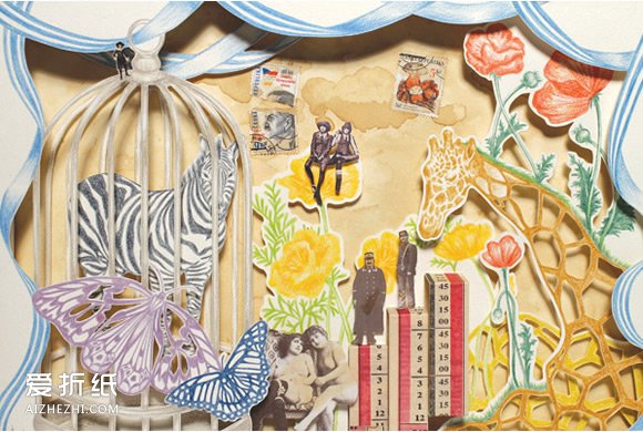 纸雕装饰画作品欣赏 立体手工纸雕画图片- www.aizhezhi.com
