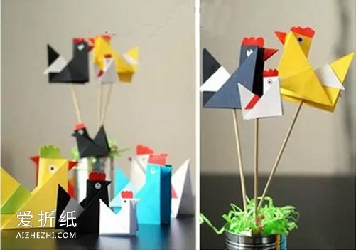 儿童折纸鸡怎么折教程 简单又可爱鸡的折法图解- www.aizhezhi.com