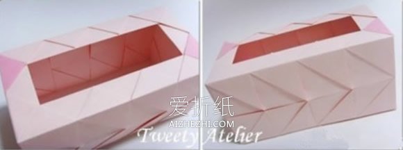 怎么折纸长方形纸巾盒 纸巾盒的折法图解教程- www.aizhezhi.com