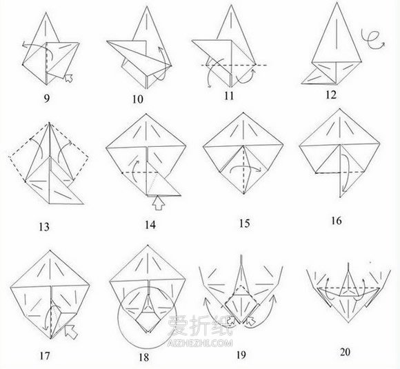 怎么折纸马的图解教程 复杂立体马的折法步骤- www.aizhezhi.com