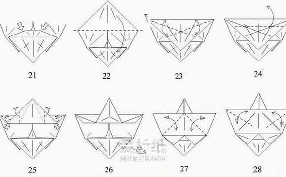 怎么折纸马的图解教程 复杂立体马的折法步骤- www.aizhezhi.com
