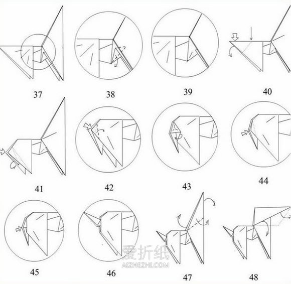 怎么折纸马的图解教程 复杂立体马的折法步骤- www.aizhezhi.com
