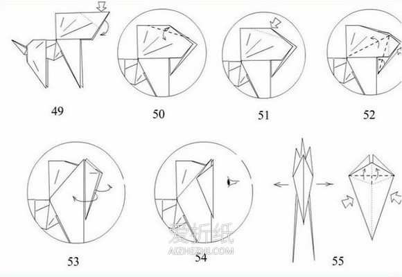 怎么折纸马的图解教程 复杂立体马的折法步骤- www.aizhezhi.com
