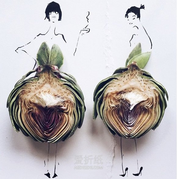 蔬菜水果变裙子 有趣的创意人物画作品图片- www.aizhezhi.com