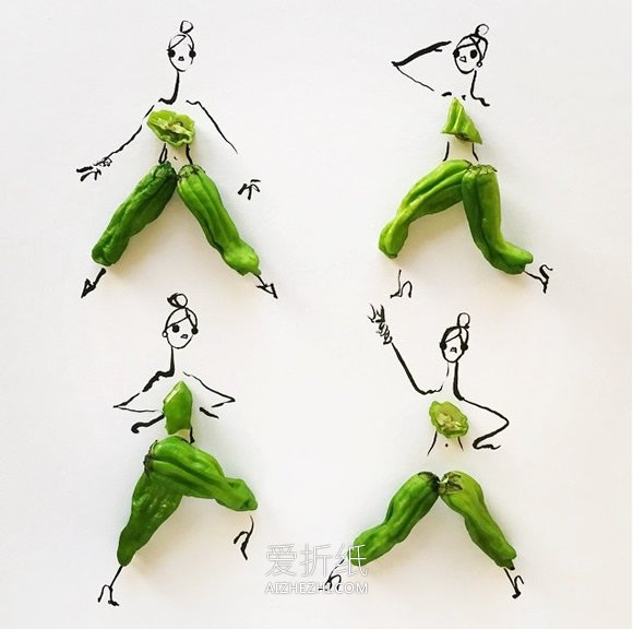 蔬菜水果变裙子 有趣的创意人物画作品图片- www.aizhezhi.com