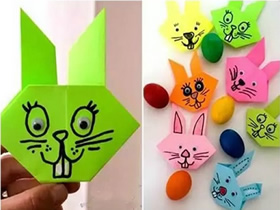 怎么简单折纸兔头图解 儿童手工折纸兔头折法