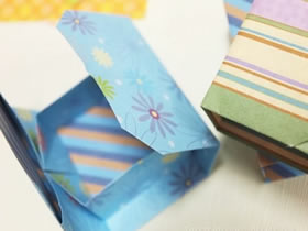 怎么折纸方形礼品盒 漂亮礼品盒子的折法图解