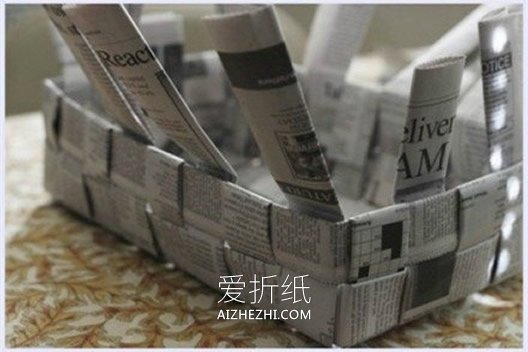 怎么编织收纳盒图解 废报纸编收纳盒的方法- www.aizhezhi.com