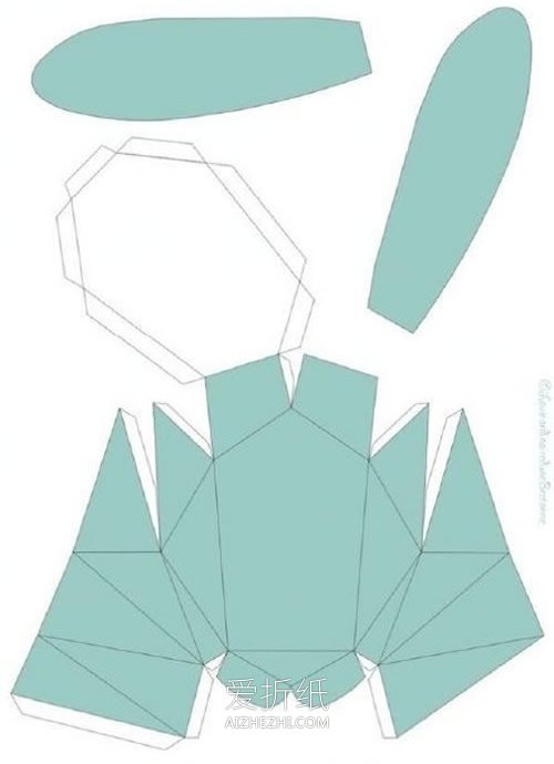 怎么折纸兔头的方法 立体兔头装饰的折法图解- www.aizhezhi.com