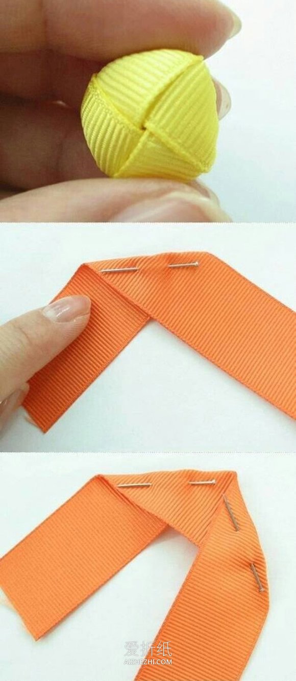 怎么制作缎带儿童发卡 手工制作缎带花骨朵发卡- www.aizhezhi.com