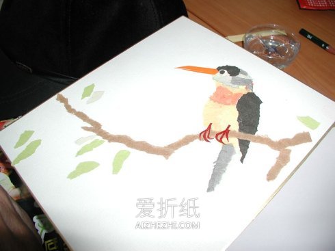 怎么撕纸制作大公鸡 纸贴画大公鸡手工制作- www.aizhezhi.com