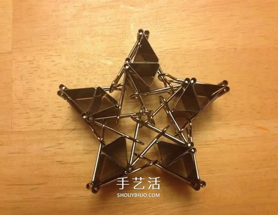 长尾票夹做立体五角星 DIY票夹五角星图解- www.aizhezhi.com