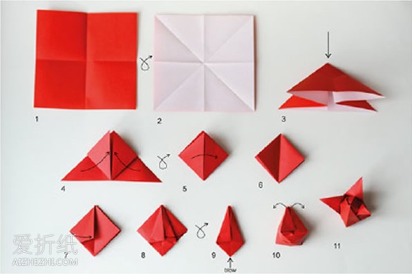 怎么折纸百合花图解 手工折纸百合花的折法- www.aizhezhi.com