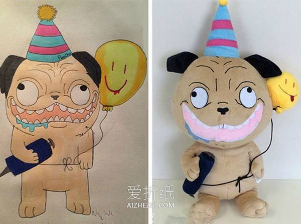 怎么做创意布偶的方法 把孩子涂鸦制作成玩具- www.aizhezhi.com