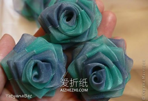 怎么做丝带玫瑰花图解 丝带手工制作玫瑰花- www.aizhezhi.com