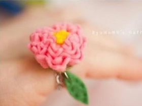 怎么做不织布花朵指环 手工布艺花朵戒指制作