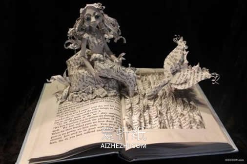 怎么用旧书做纸雕图片 手工制作旧书纸雕作品- www.aizhezhi.com