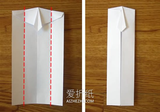 怎么折纸带领带衬衫 美元折纸衬衫图解教程- www.aizhezhi.com