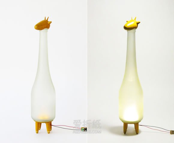 怎么做小动物灯具 酒瓶废物利用制作创意灯具- www.aizhezhi.com
