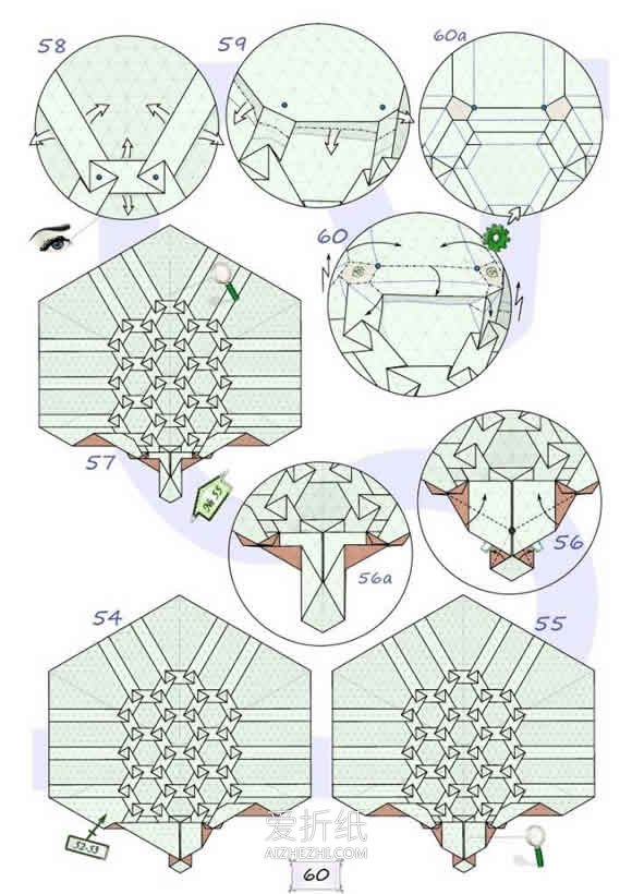 怎么折纸复杂的乌龟 逼真乌龟详细折法步骤- www.aizhezhi.com