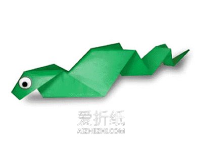 幼儿怎么折纸小蛇图解 简单手工小蛇折法教程- www.aizhezhi.com