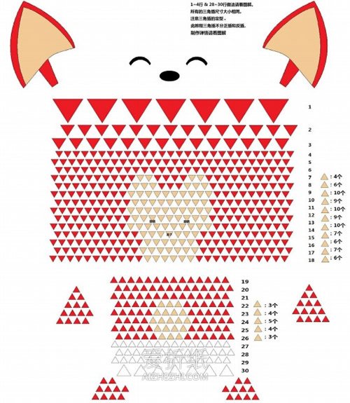 怎么做三角插阿狸图解 折纸三角插制作阿狸- www.aizhezhi.com