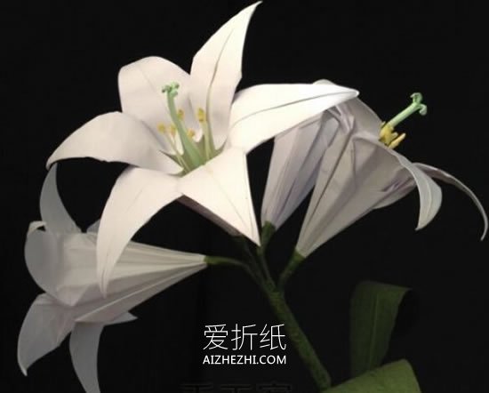 百合花怎么折纸图解 带花蕊百合花的折法步骤- www.aizhezhi.com