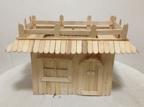 怎么用冰棍棒做房屋模型 冰棍棒手工制作房子- www.aizhezhi.com