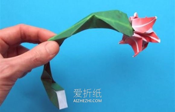 怎么折纸蟹爪兰图解 蟹爪兰花和花茎的折法- www.aizhezhi.com