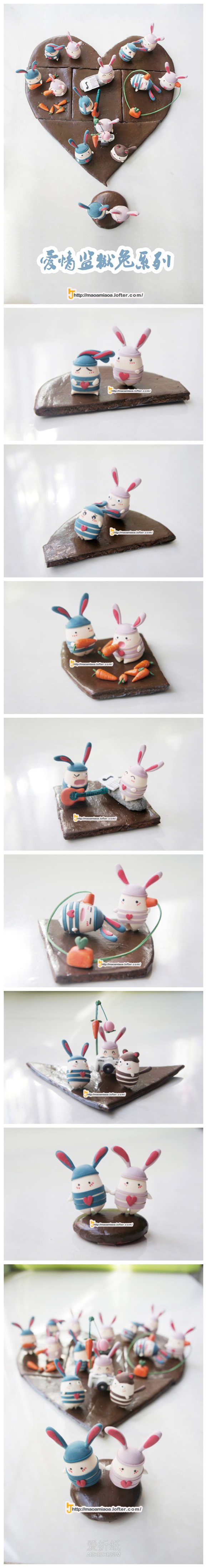 萌兔子的日常生活图片 超轻粘土卡通兔子作品- www.aizhezhi.com