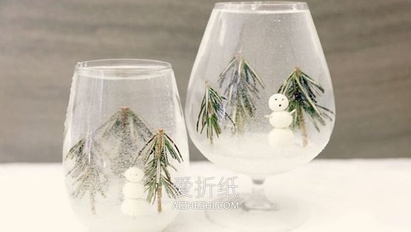 怎么做雪景装饰杯方法 冬天雪景装饰摆件制作- www.aizhezhi.com