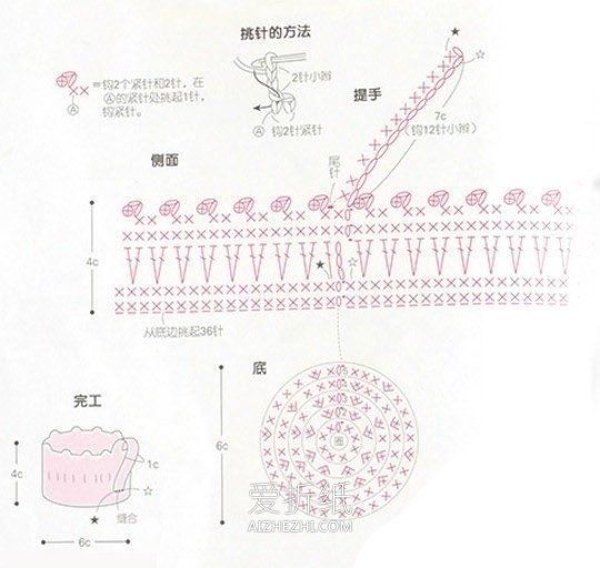 怎么编织可爱杯套针法 温暖杯套的编法图解- www.aizhezhi.com