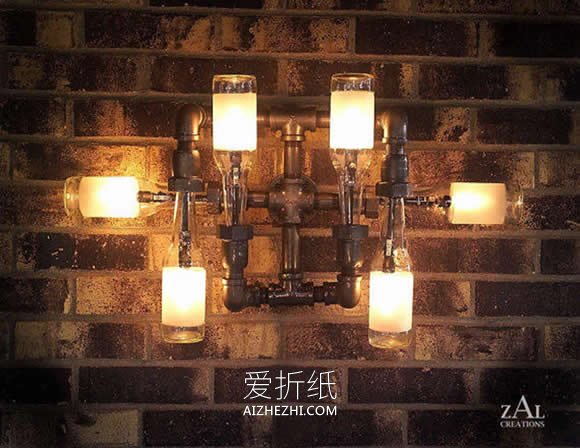 创意个性酒吧灯饰图片 啤酒瓶和钢管DIY而成- www.aizhezhi.com