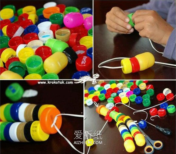 瓶盖怎么做玩具小人 关节可以动玩具人偶制作- www.aizhezhi.com