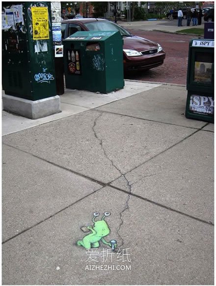 有趣的街头粉笔画图片 粉笔的街头涂鸦作品- www.aizhezhi.com