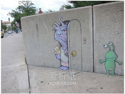 有趣的街头粉笔画图片 粉笔的街头涂鸦作品- www.aizhezhi.com