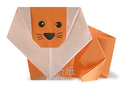 幼儿折纸小狮子怎么折 简单小狮子的折法图解- www.aizhezhi.com