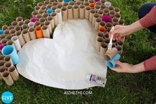 怎么做婚礼布置爱心装饰 卷纸芯制作巨大爱心- www.aizhezhi.com