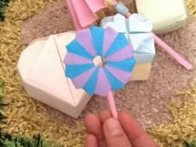 怎么折纸棒棒糖图解 儿童手工棒棒糖的折法
