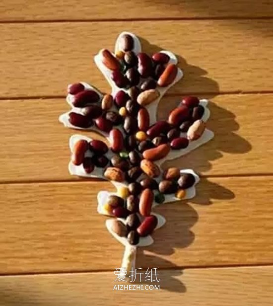 儿童豆贴画制作方法 豆子拼贴画怎么做教程- www.aizhezhi.com