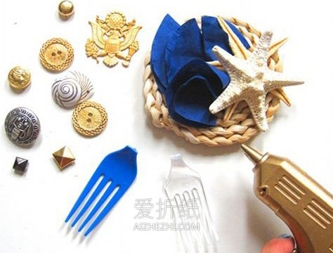 怎么做海洋风装饰胸针 创意胸针手工制作图解- www.aizhezhi.com