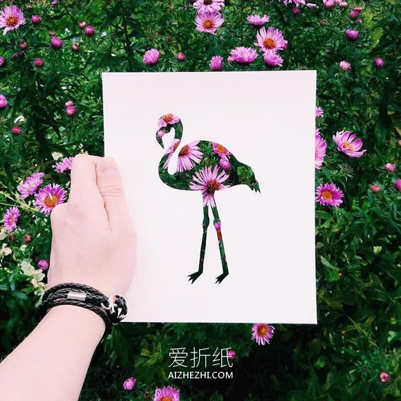 简单又美丽的创意画 让鲜花、树叶自然成画- www.aizhezhi.com